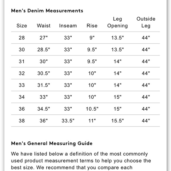 saint laurent denim sizing